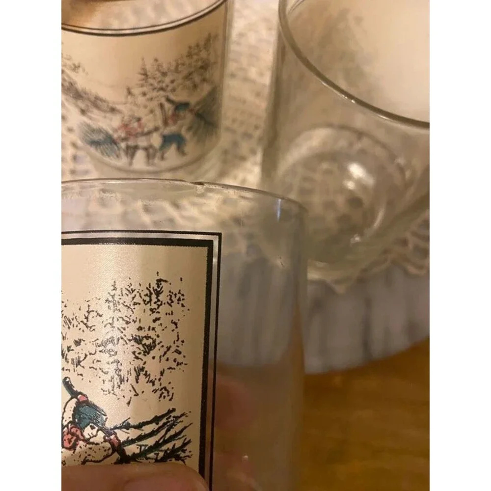 Vintage 1978 Arby's Currier & Ives Christmas Glasses Lot of 5 - Museum Series